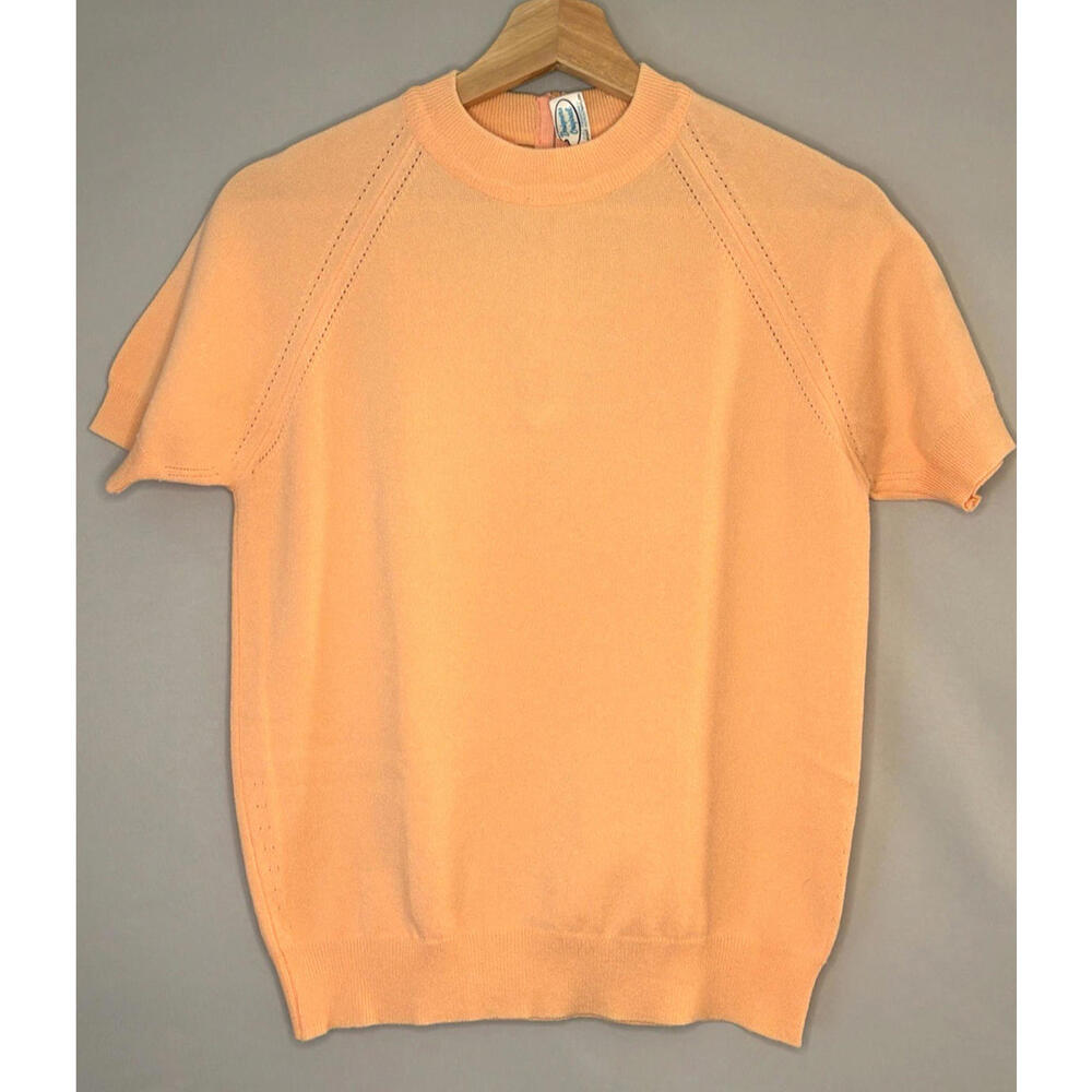 Vintage 1970's Designers Original Peach Sweater Short Raglan Sleeve 36" EUC